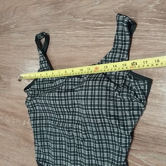 (18W) Maillot Baltex Body I.D Plaid Print One Piece Swimsuit Classic Pool Beach - Picture 7 of 10